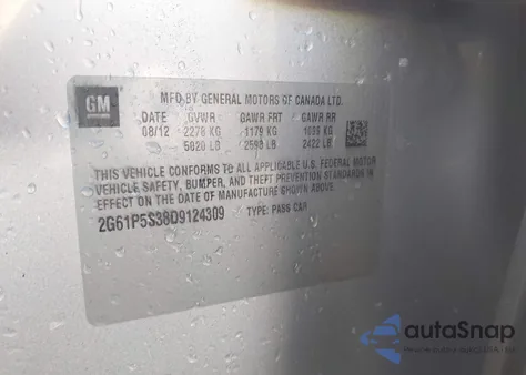 2013 Cadillac Xts Luxury Collection z USA, uszkodzony, nr VIN 2G61P5S38D9124309